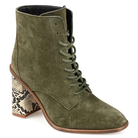 Journee Signature Womens Edda Lace Up Booties Olive Suede 9.5 MSRP $159 - Picture 1 of 1